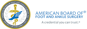 Logo Recognizing Advanced Foot Care's affiliation with American Board of Foot and Ankle Surgery